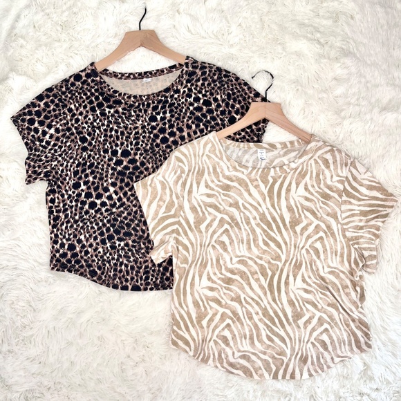 Old Navy Ultralite Cropped Rib Knit T Shirt Animal Print Zebra - Picture 4 of 4